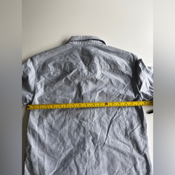 All Saints men's light blue short sleeve logo collared denim shirt extra small - Picture 5 of 5